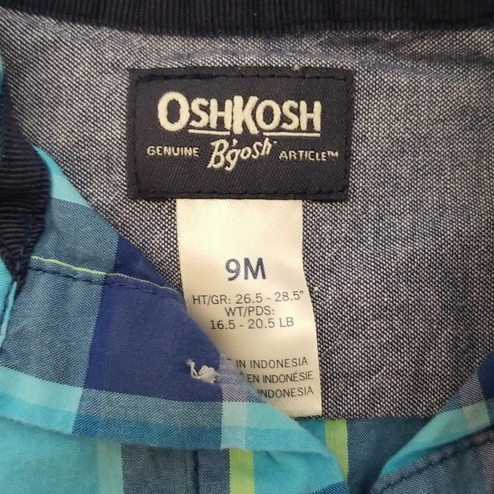 Oshkosh Buttondown Collared Plaid Bodysuits 9m